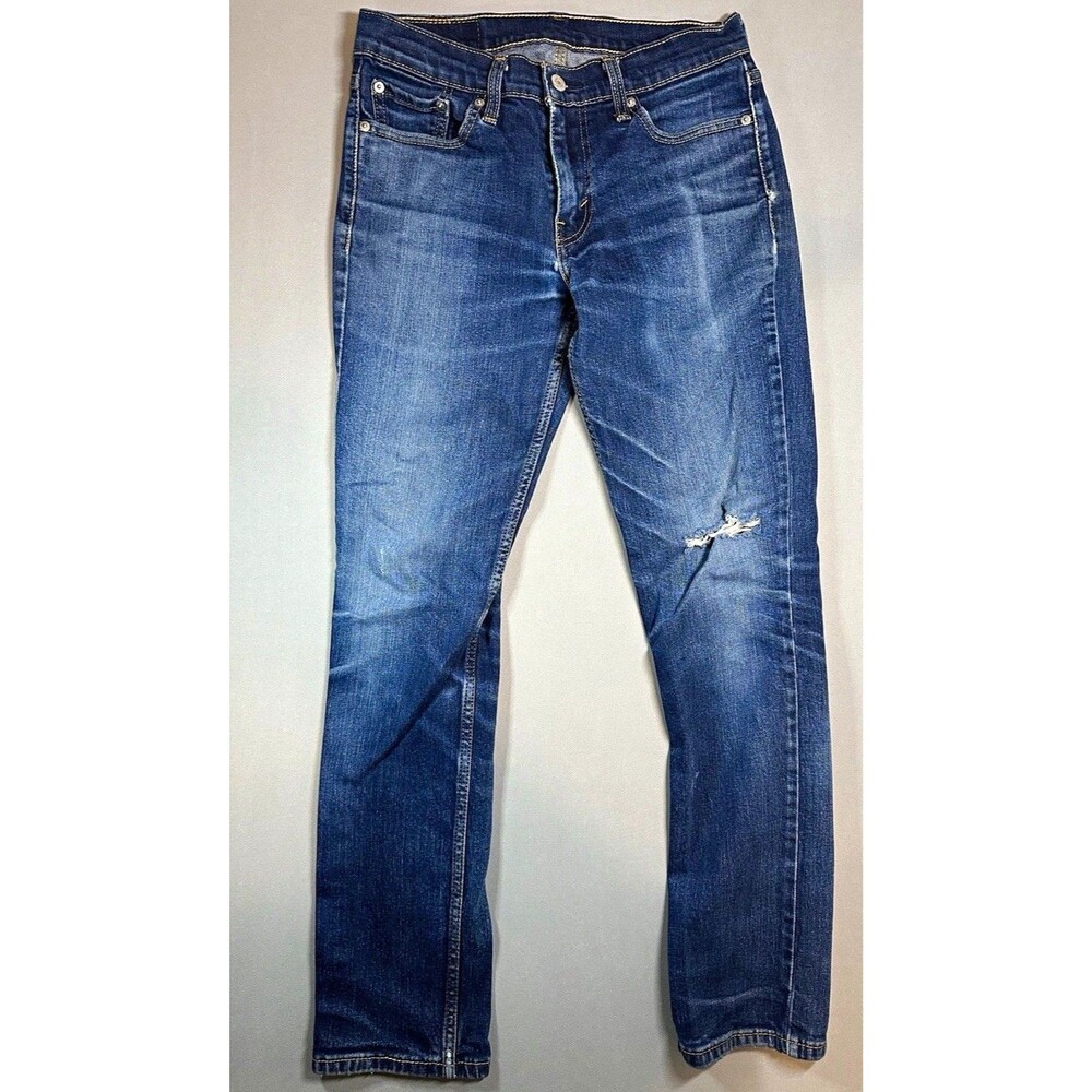 Levi's Mens Blue Medium Wash Denim Jeans Slim Fit Low Rise 5-Pocket Logo